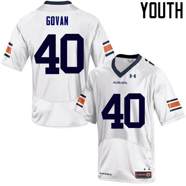 Youth Auburn Tigers #40 Eugene Govan White College Stitched Football Jersey